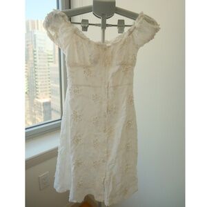 o.p.t. White floral embroidered mini dress XS